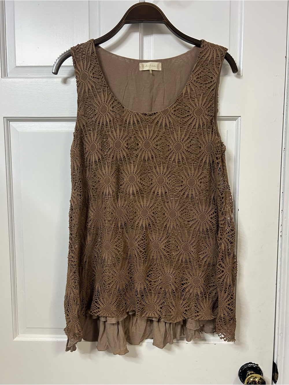 Altar'd State Brown Crochet Overlay Camisole